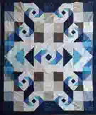 Custom quilt in No Name Blue-Brown-Grey pattern